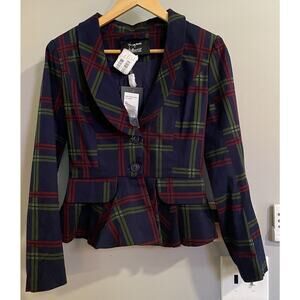Modcloth‎ X Collectif Blazer Meryl Darling Check Suit Jacket Cotton Blend XS New